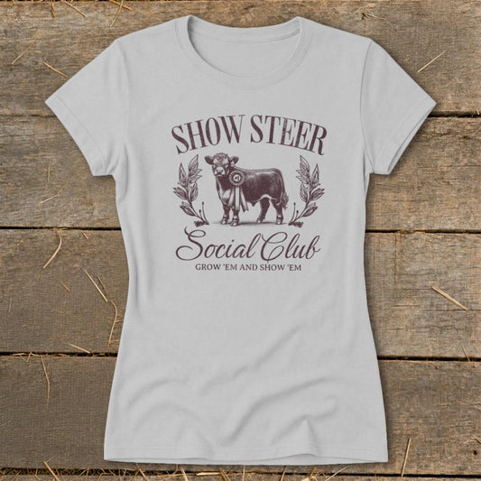 Show Steer Social Ladies Tee - Sport Grey