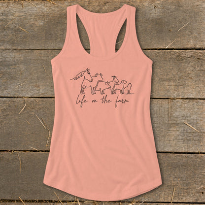 Simple Art Life on the Farm Racerback Tank