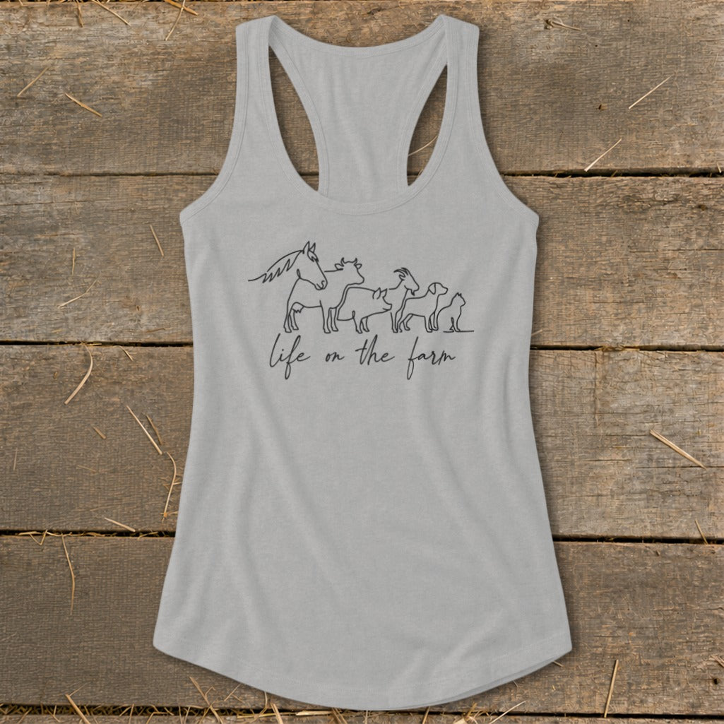 Simple Art Life on the Farm Racerback Tank
