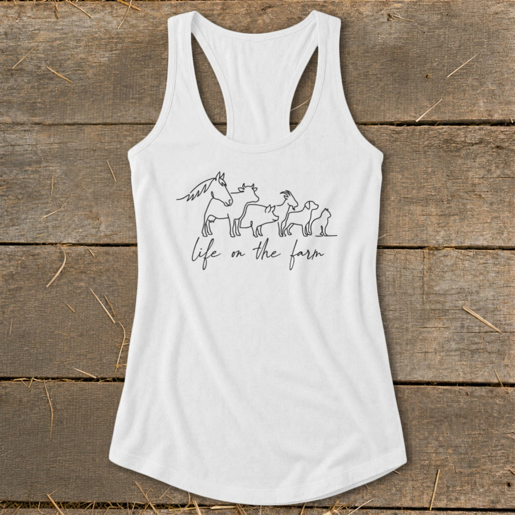 Simple Art Life on the Farm Racerback Tank