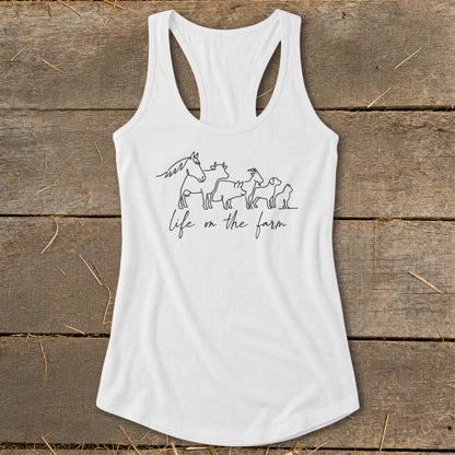 Simple Art Life on the Farm Racerback Tank