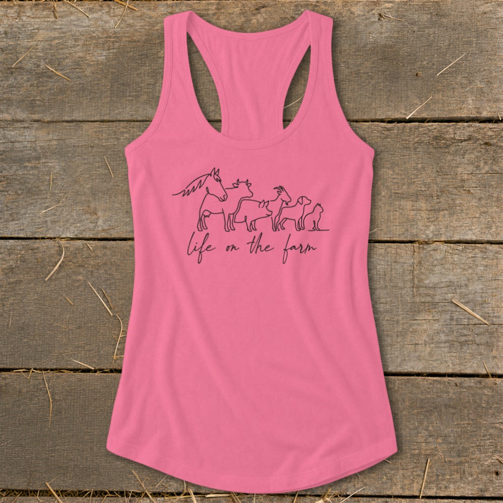 Simple Art Life on the Farm Racerback Tank