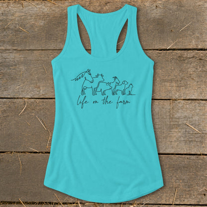 Simple Art Life on the Farm Racerback Tank