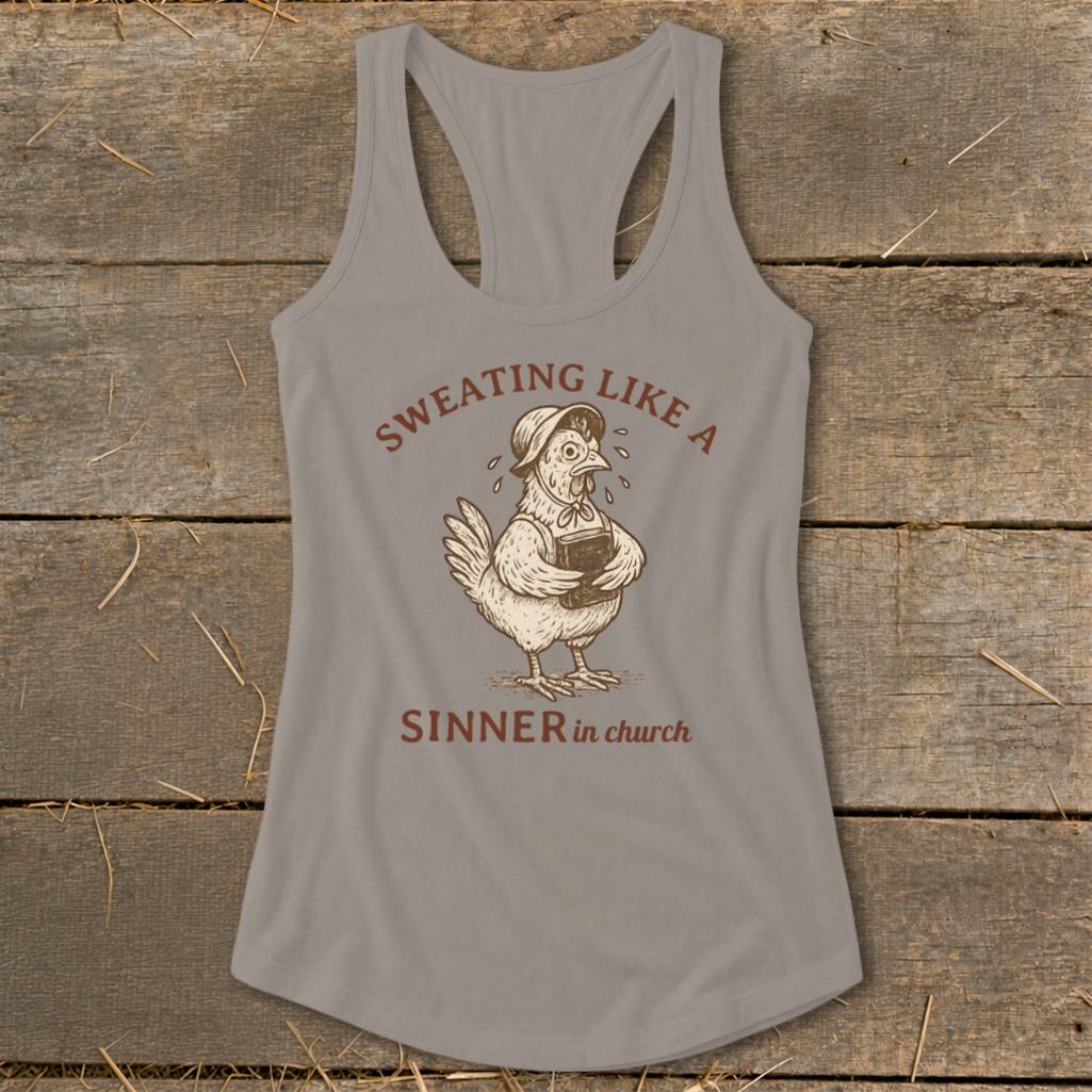 Sinner in Church Racerback Tank