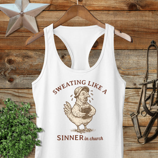 Sinner in Church Racerback Tank