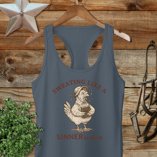 Sinner in Church Racerback Tank
