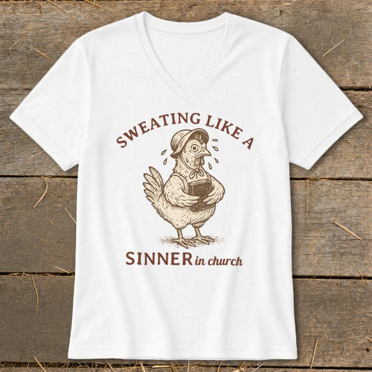 Sinner in Church V-neck - White