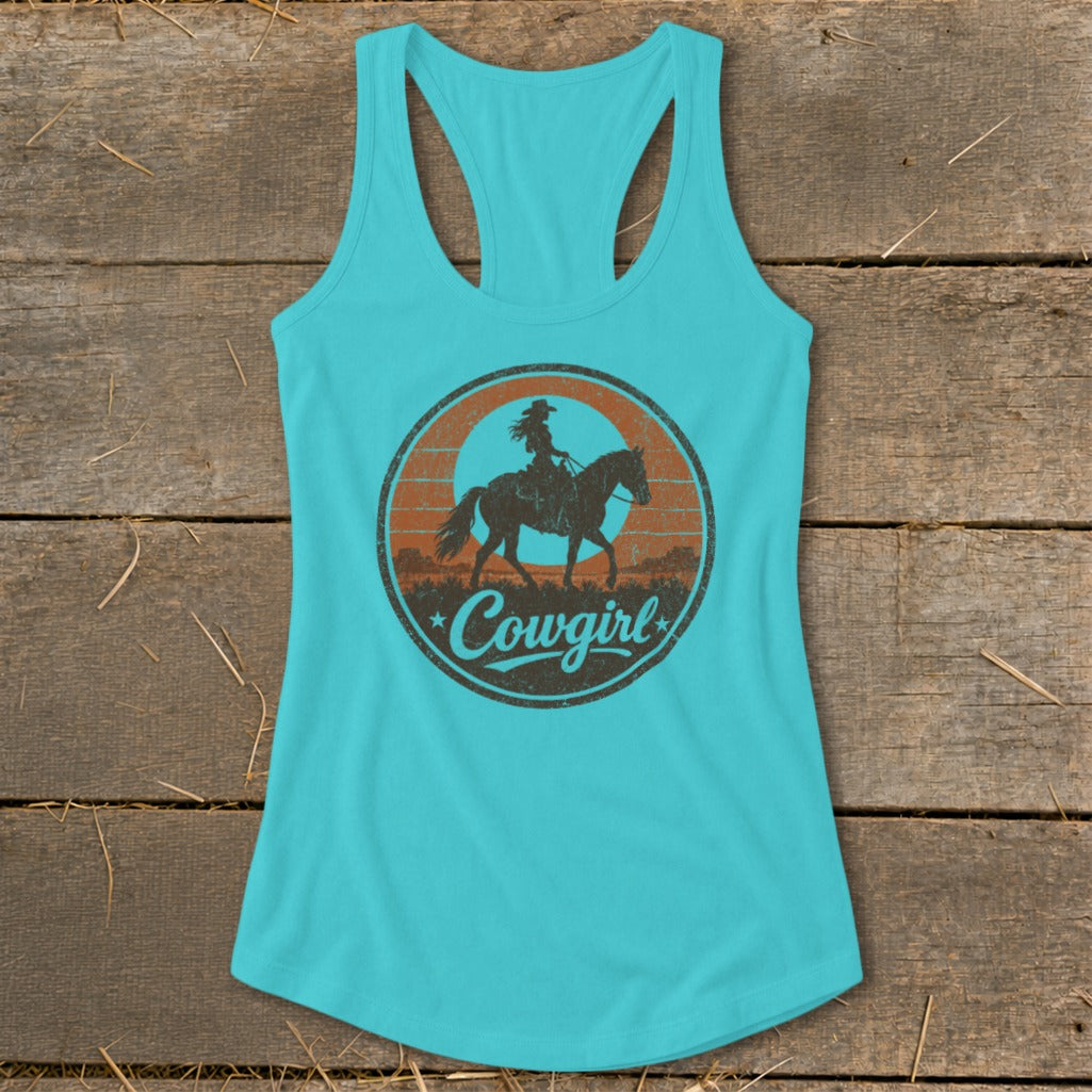 Sunset Cowgirl Racerback Tank