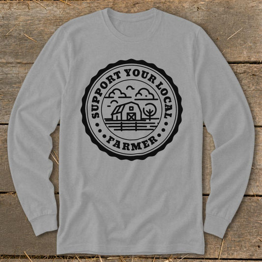 Support Local Farmer Long Sleeve Tee - Sport Grey