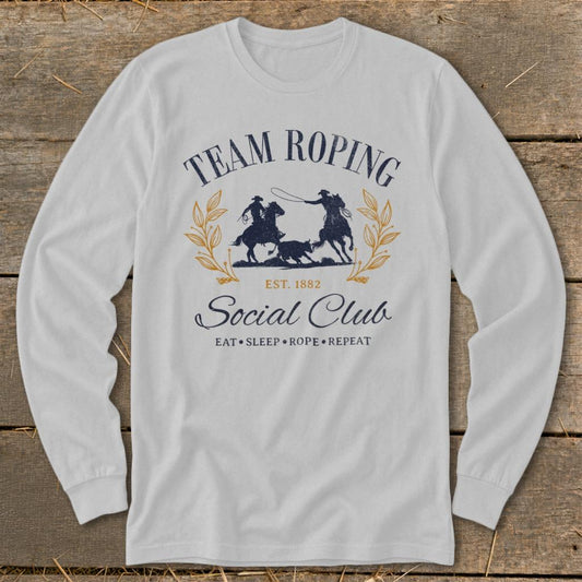 Team Roping Social Long Sleeve Tee - Sport Grey