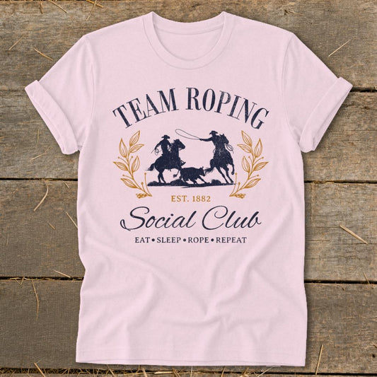 Team Roping Social Softstyle Tee - Light Pink
