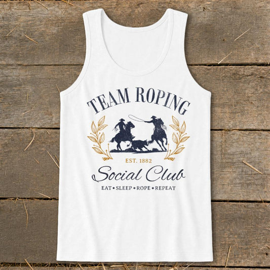 Team Roping Social Tank Top - White