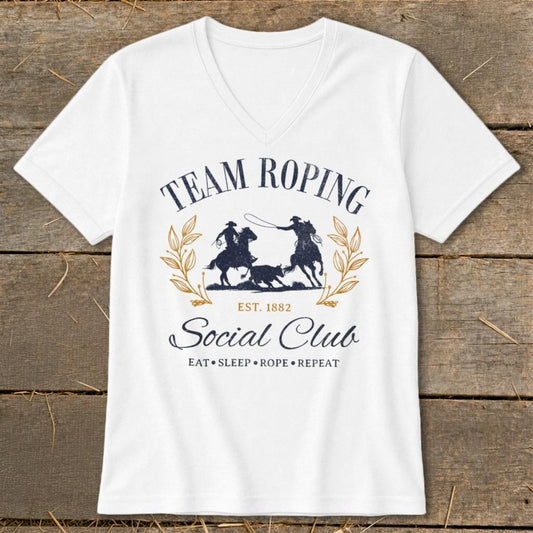 Team Roping Social V-neck - White