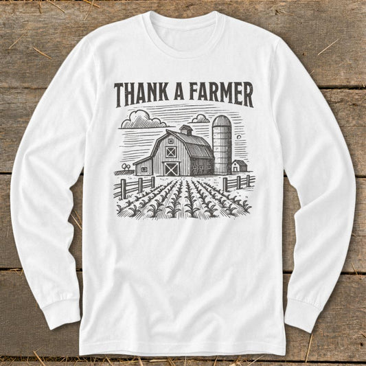 Thank a Farmer Long Sleeve Tee - White