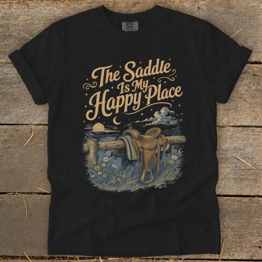 The Saddle Is My Happy Place Signature Tee