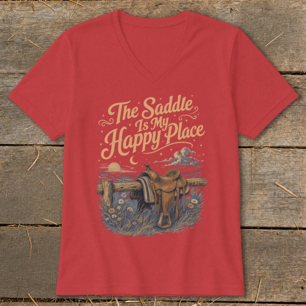 The Saddle Is My Happy Place V-neck