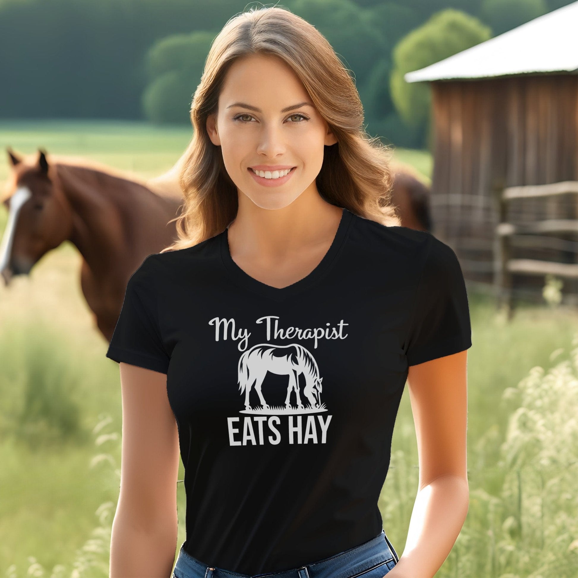 Therapist Eats Hay V-neck
