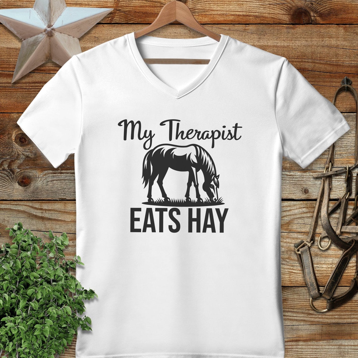 Therapist Eats Hay V-neck