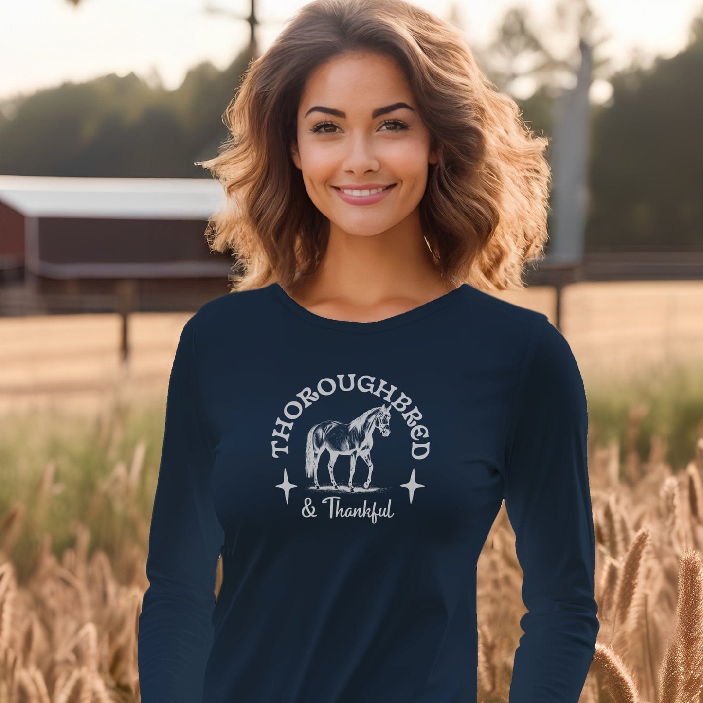 Thoroughbred and Thankful Long Sleeve Tee