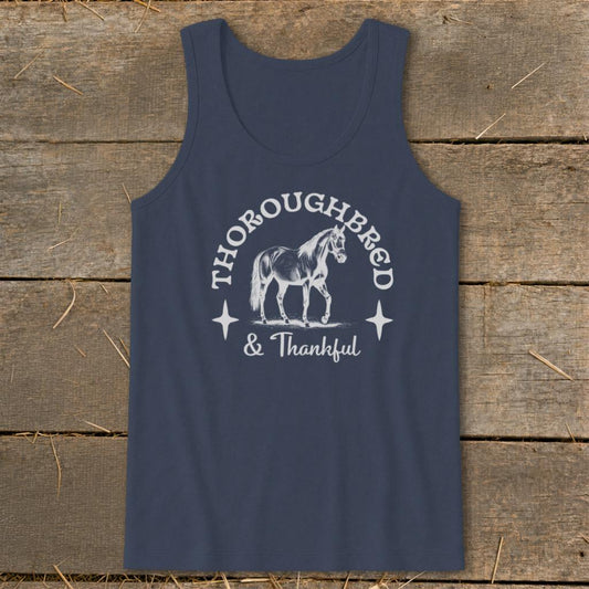 Thoroughbred and Thankful Tank Top - Navy