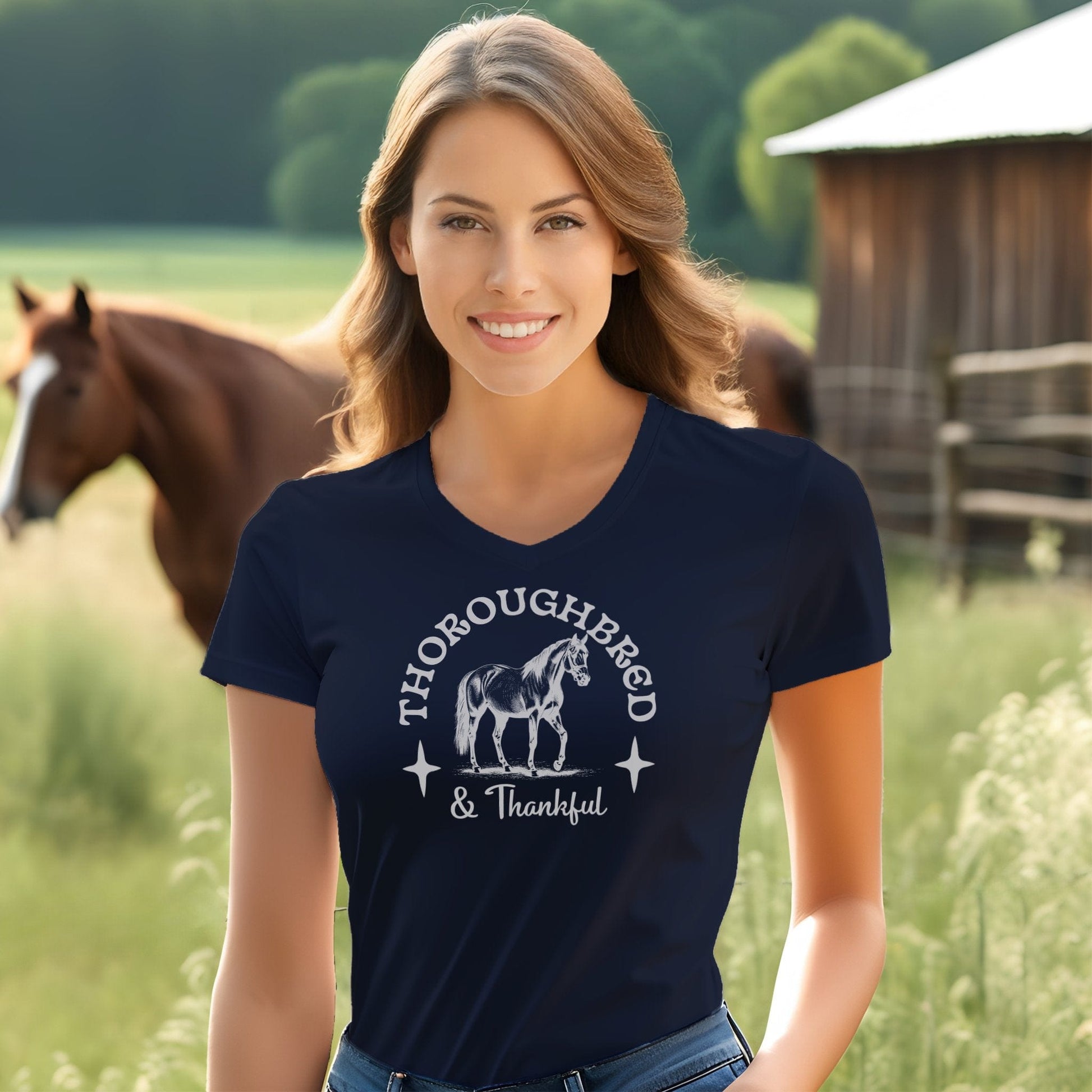 Thoroughbred and Thankful V-neck