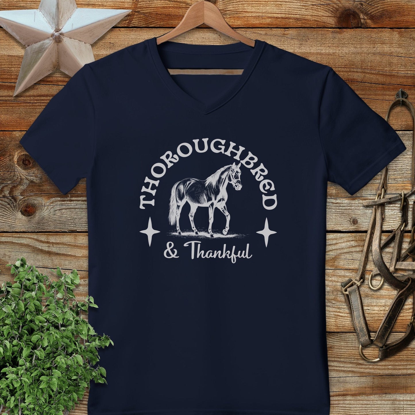 Thoroughbred and Thankful V-neck