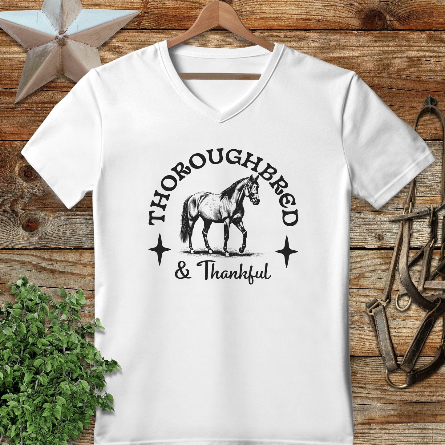 Thoroughbred and Thankful V-neck