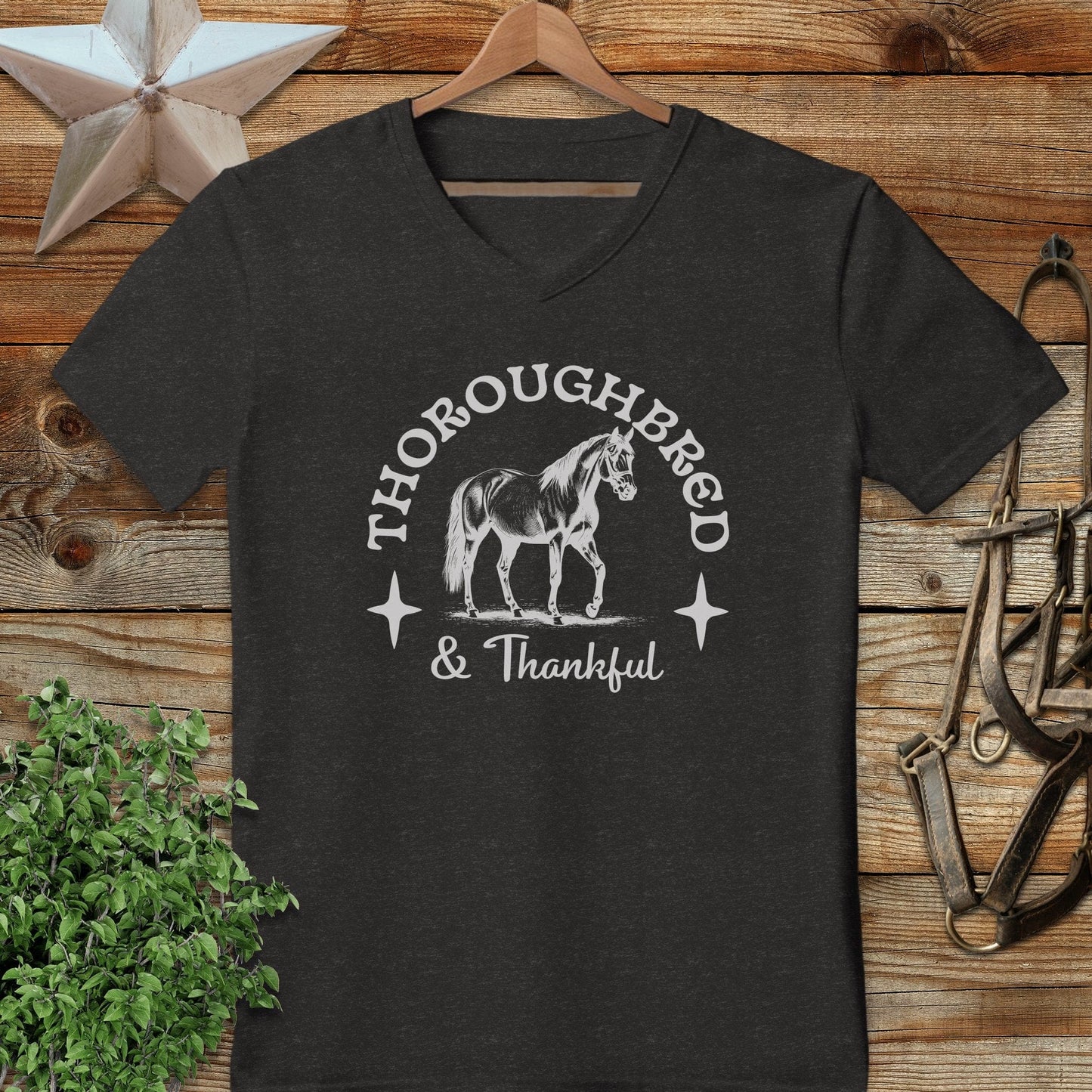 Thoroughbred and Thankful V-neck