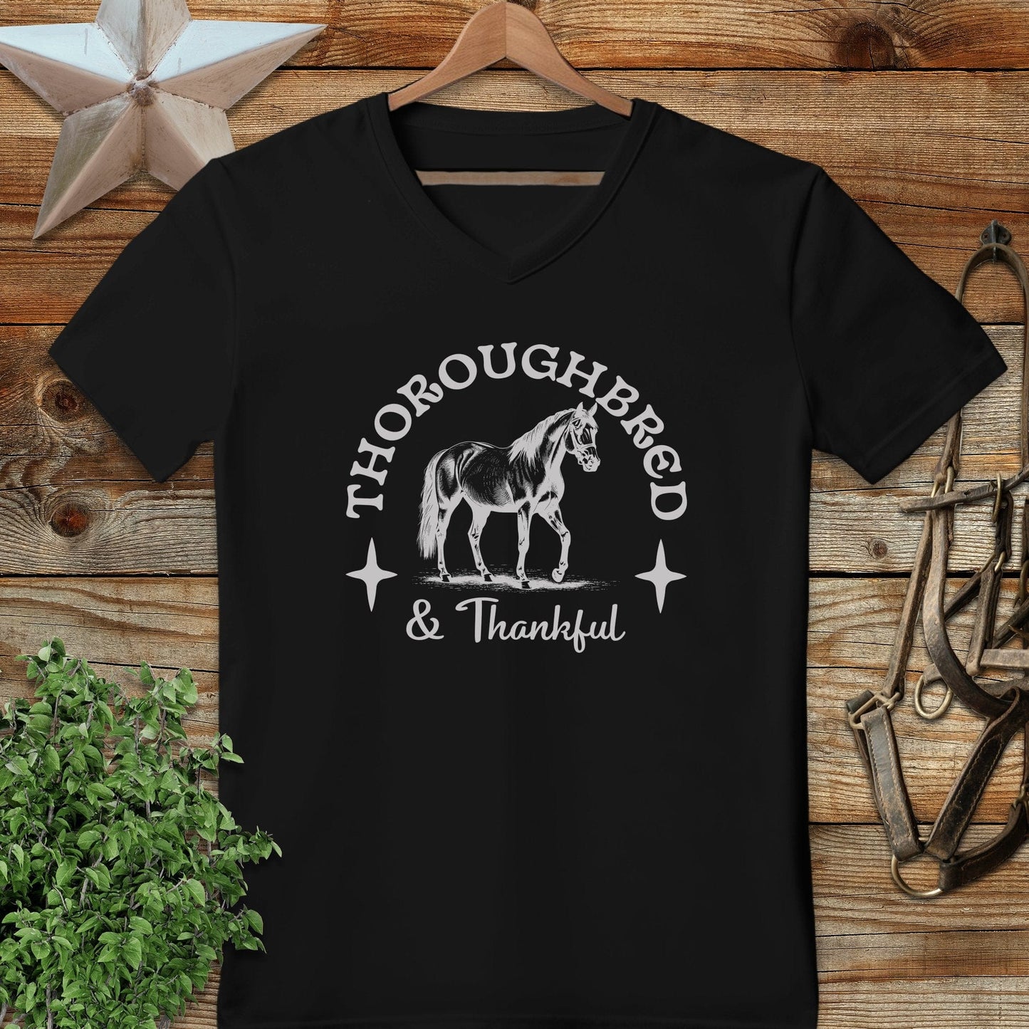 Thoroughbred and Thankful V-neck