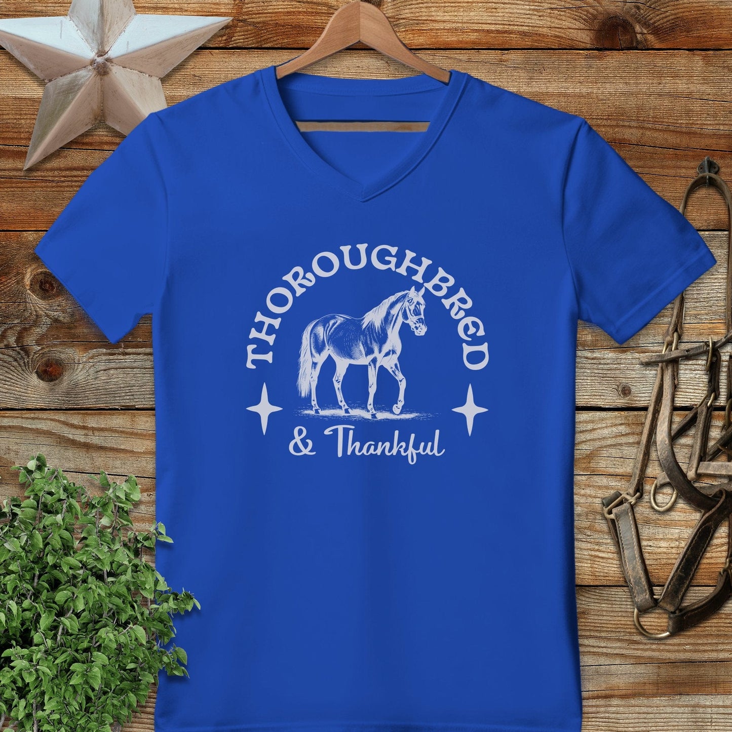 Thoroughbred and Thankful V-neck