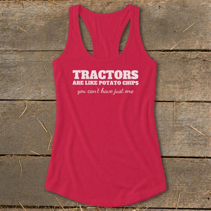 Tractors Are Like Potato Chips Racerback Tank