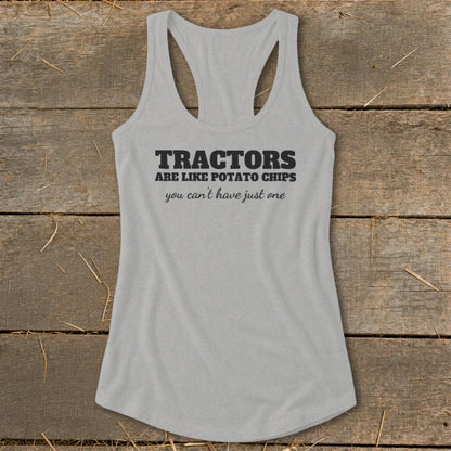 Tractors Are Like Potato Chips Racerback Tank