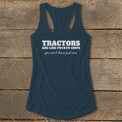 Tractors Are Like Potato Chips Racerback Tank