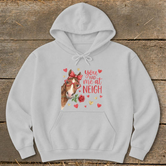 Valentines Card - Had me at Neigh Hoodie - Sport Grey