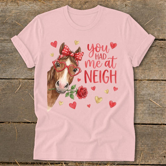 Valentines Card - Had me at Neigh Softstyle Tee - Pink