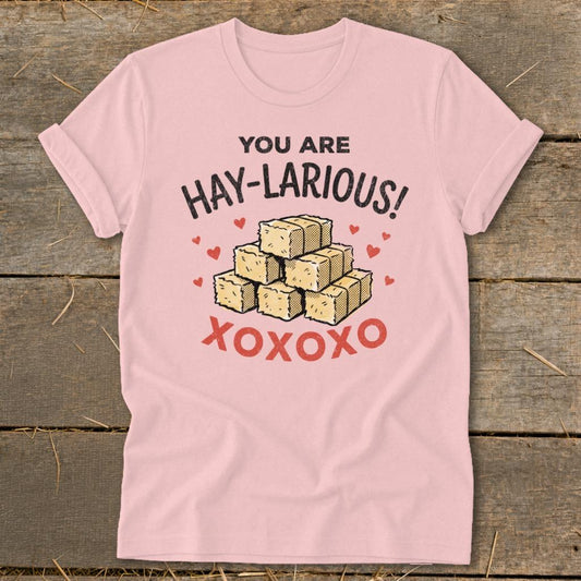 Valentines Card - Hay-Larious Softstyle Tee - Pink
