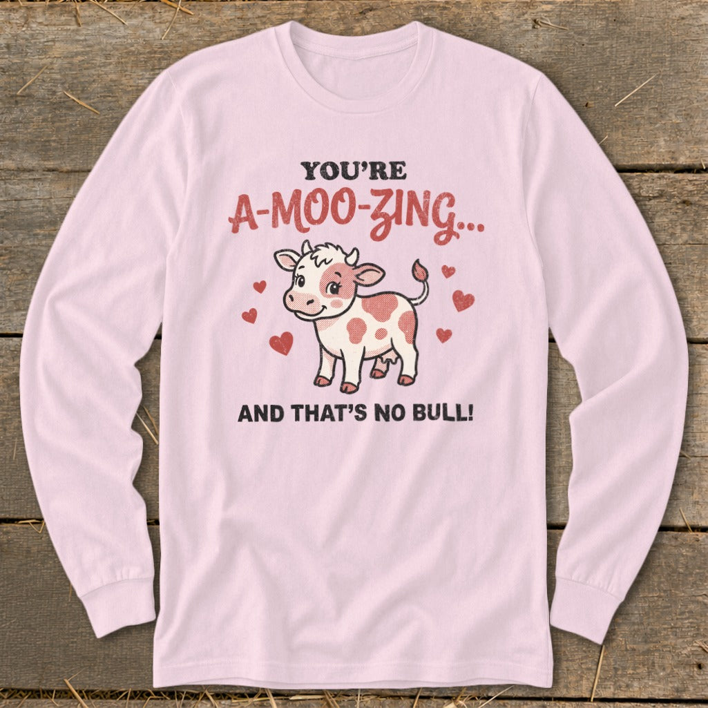 Valentines Card - A-Moo-Zing Long Sleeve Tee