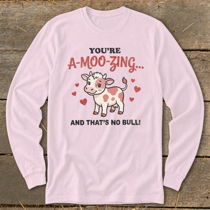 Valentines Card - A-Moo-Zing Long Sleeve Tee