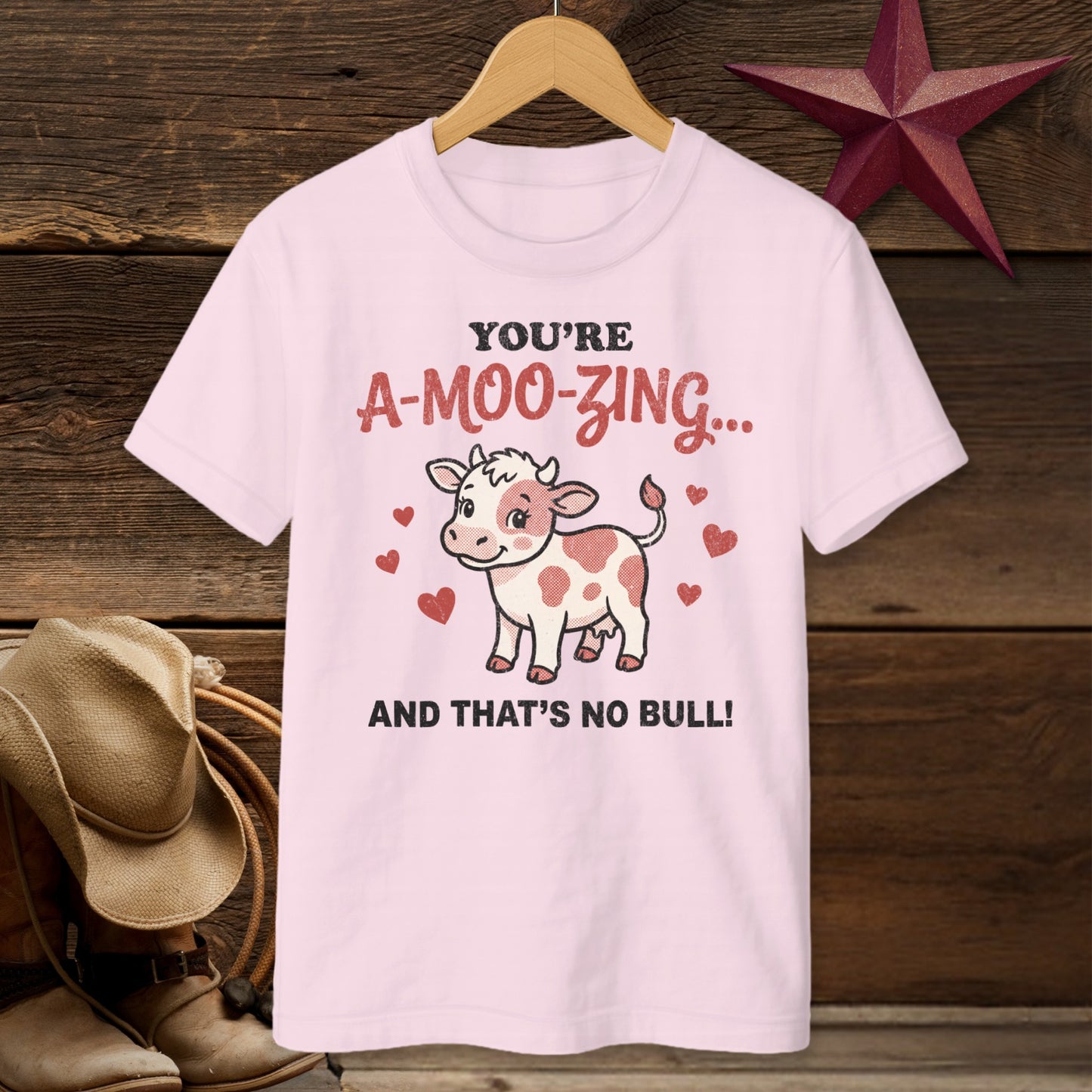 Valentines Card - A-Moo-Zing T-shirt (Youth)