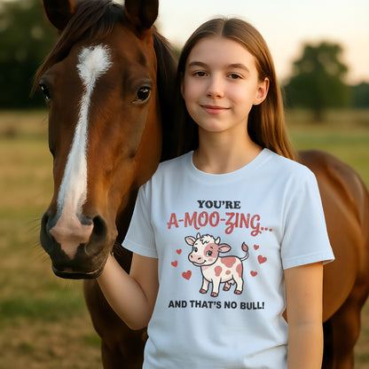 Valentines Card - A-Moo-Zing T-shirt (Youth)