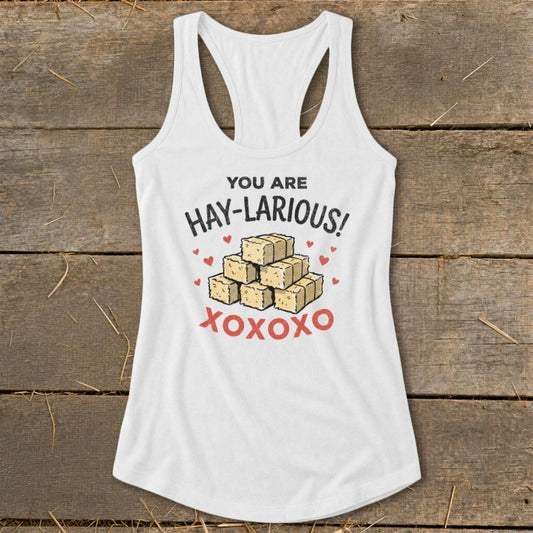 Valentines Card - Hay-Larious Racerback Tank
