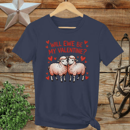 Valentines Card - Will Ewe Be Mine Ladies Tee