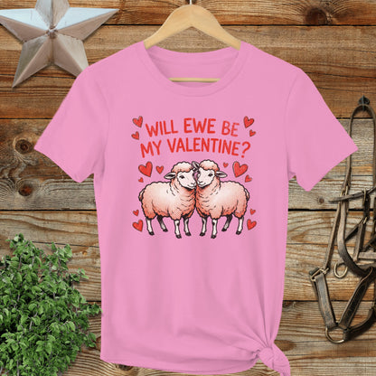 Valentines Card - Will Ewe Be Mine Ladies Tee