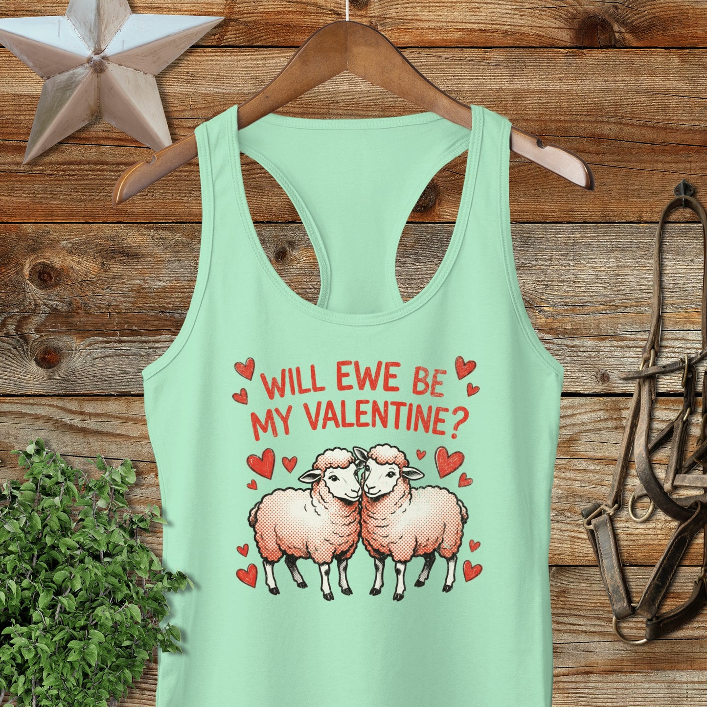 Valentines Card - Will Ewe Be Mine Racerback Tank