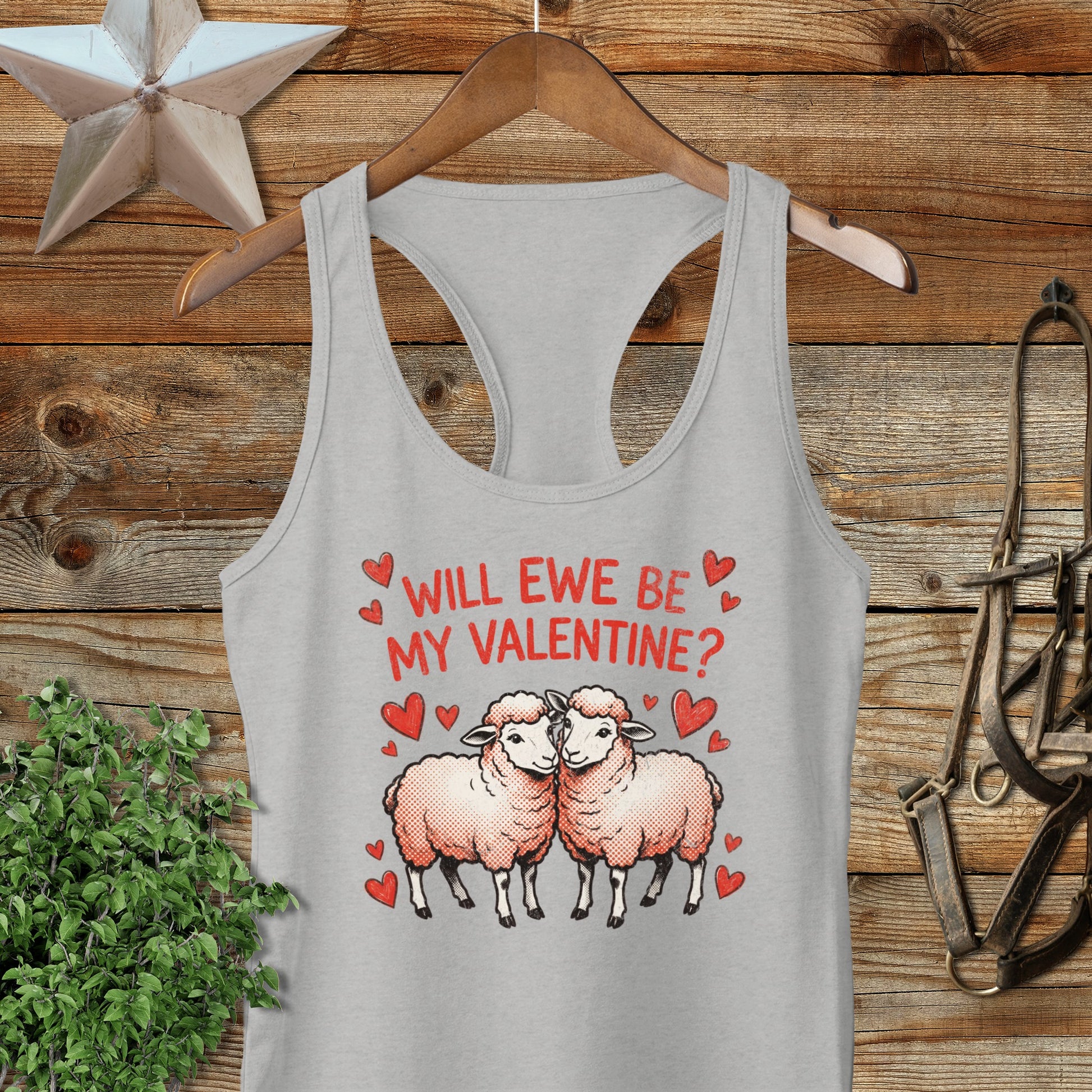 Valentines Card - Will Ewe Be Mine Racerback Tank