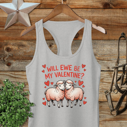 Valentines Card - Will Ewe Be Mine Racerback Tank