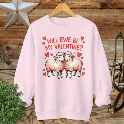 Valentines Card - Will Ewe Be Mine Sweatshirt