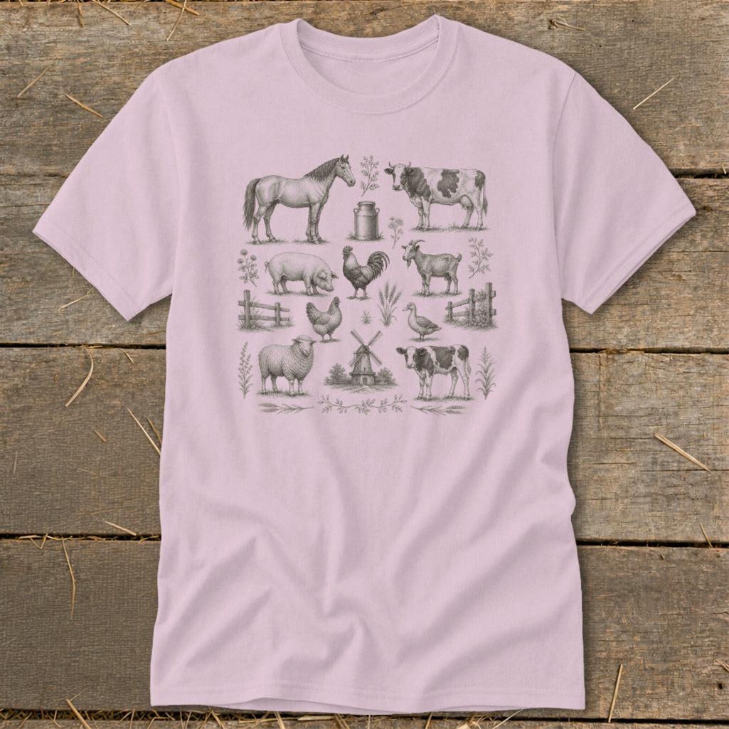 Vintage Drawing Farm Animals Classic Tee