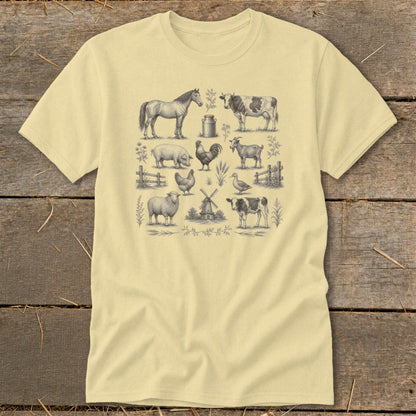 Vintage Drawing Farm Animals Classic Tee