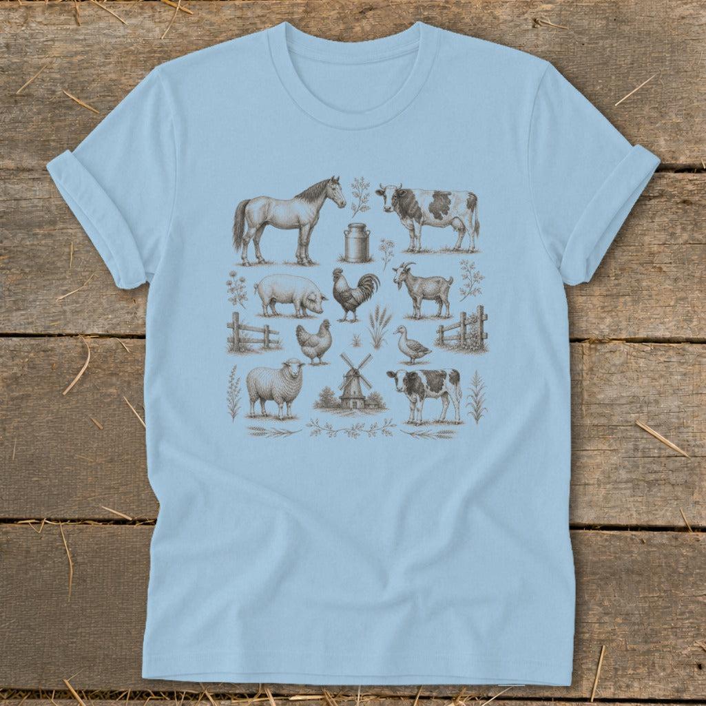Vintage Drawing Farm Animals Softstyle Tee